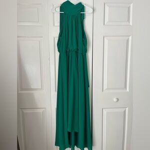 Belle Badgley Mischka Green Halter Formal Dress